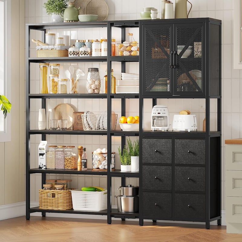 Corner Bookshelf 6 Fabric Drawers Bookcase Display Shelf
