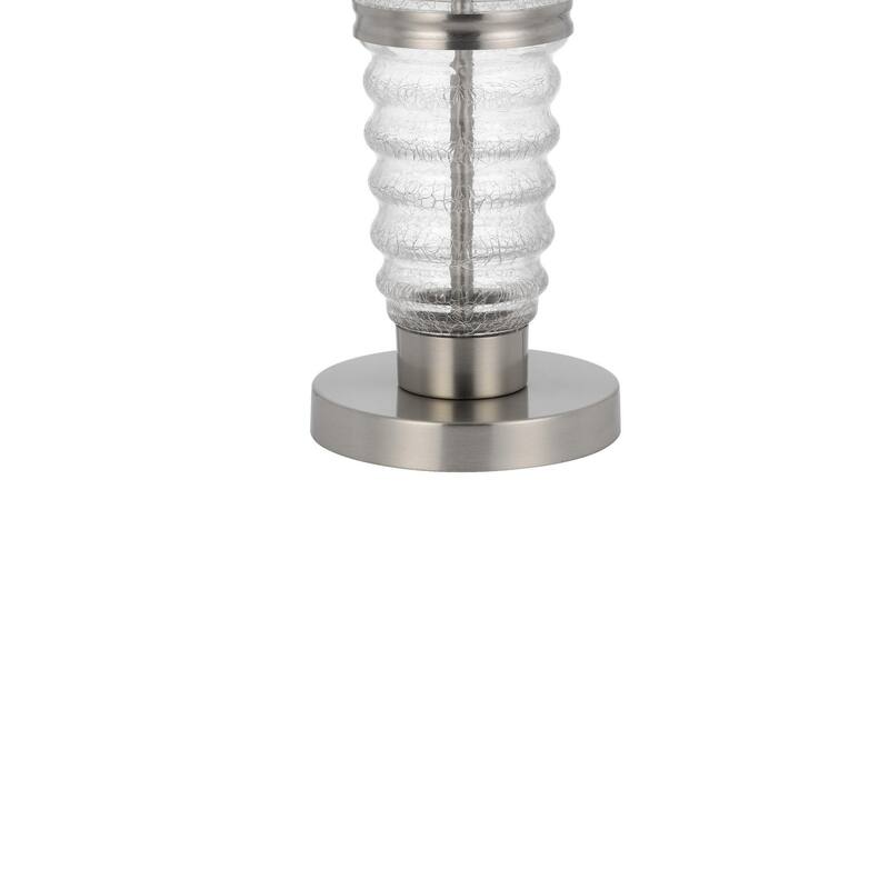 Maci 29 Inch Table Lamp, Accent Crackled Clear Glass, White Drum Shade