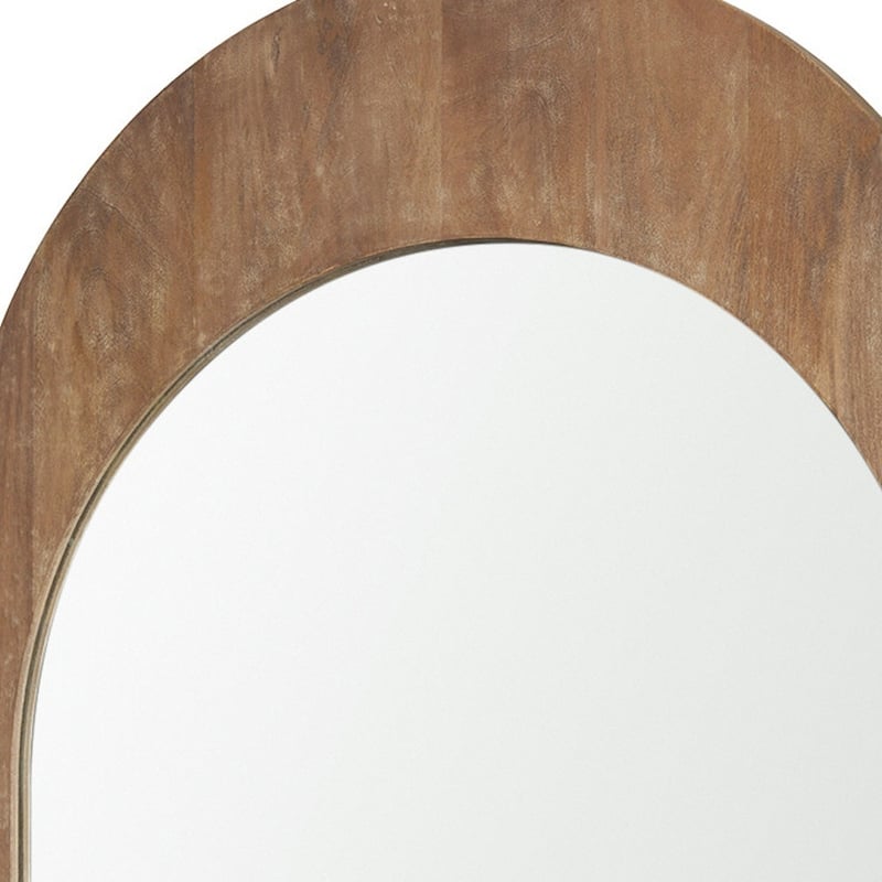 HomeRoots 48" Light Brown Solid Wood Arch Framed Accent Mirror - 30.00 in. x 48.00 in. x 1.00 in.