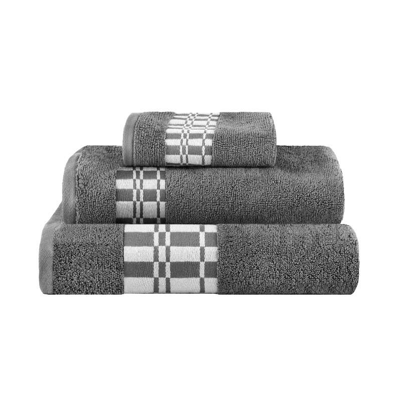 Superior Larissa Cotton Embroidered Geometric Border 3-Piece Towel Set
