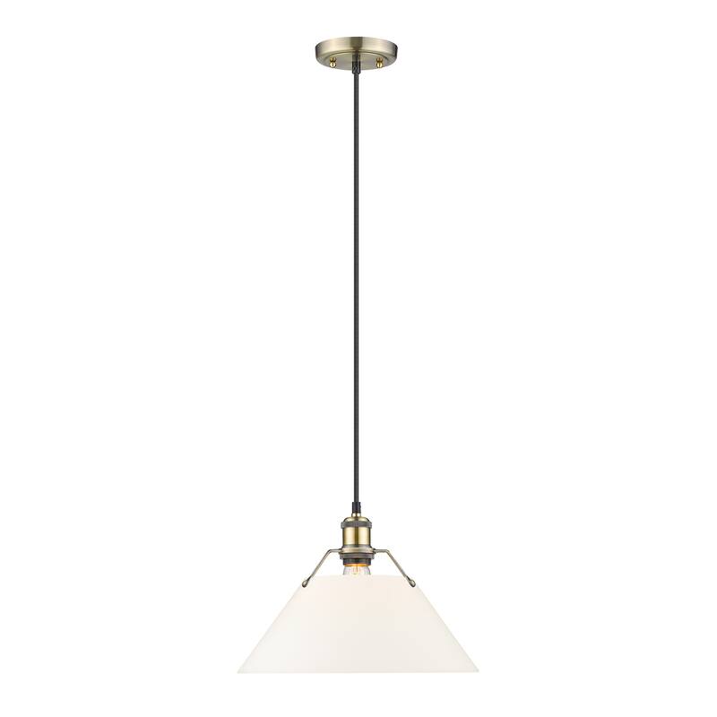 Orwell 14" Wide Large Pendant in Aged Brass with Opal Glass - Gold