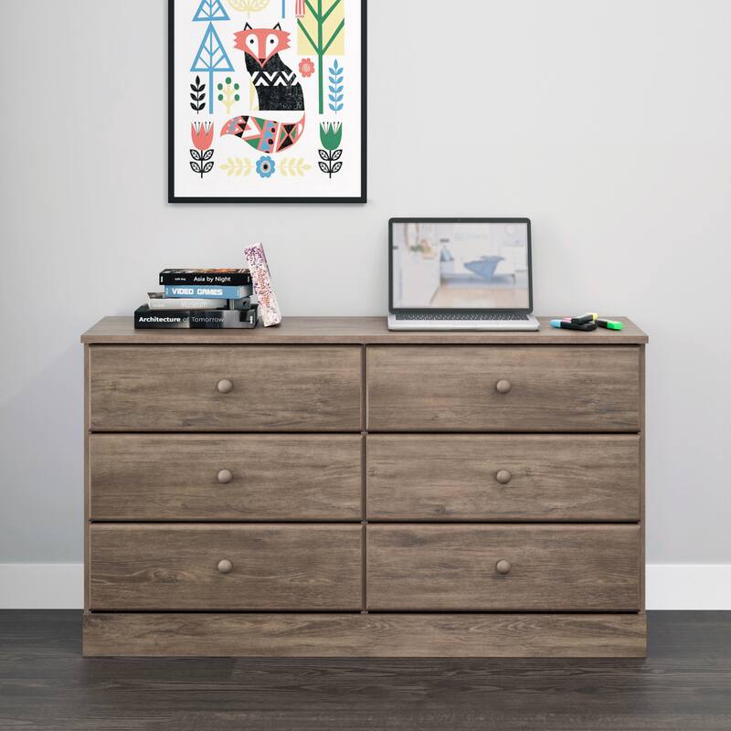 Prepac Astrid 6 Drawer Double Dresser for Bedroom, Wide Chest of Drawers, Bedroom Furniture,Traditional Furniture