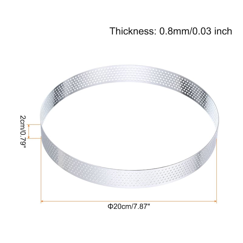 3Pcs Stainless Steel Cake Rings Round Perforated Baking Dessert Cake Ring - 7.9"