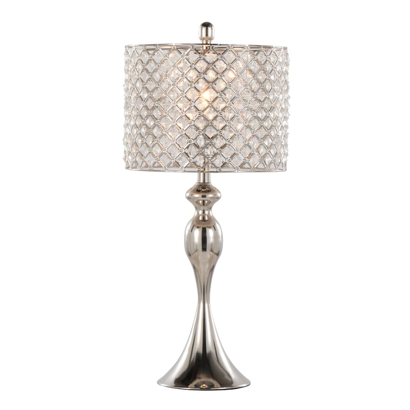 Silver Orchid Ashland 27" Metal Table Lamp with Crystal Beads (Set of 2)