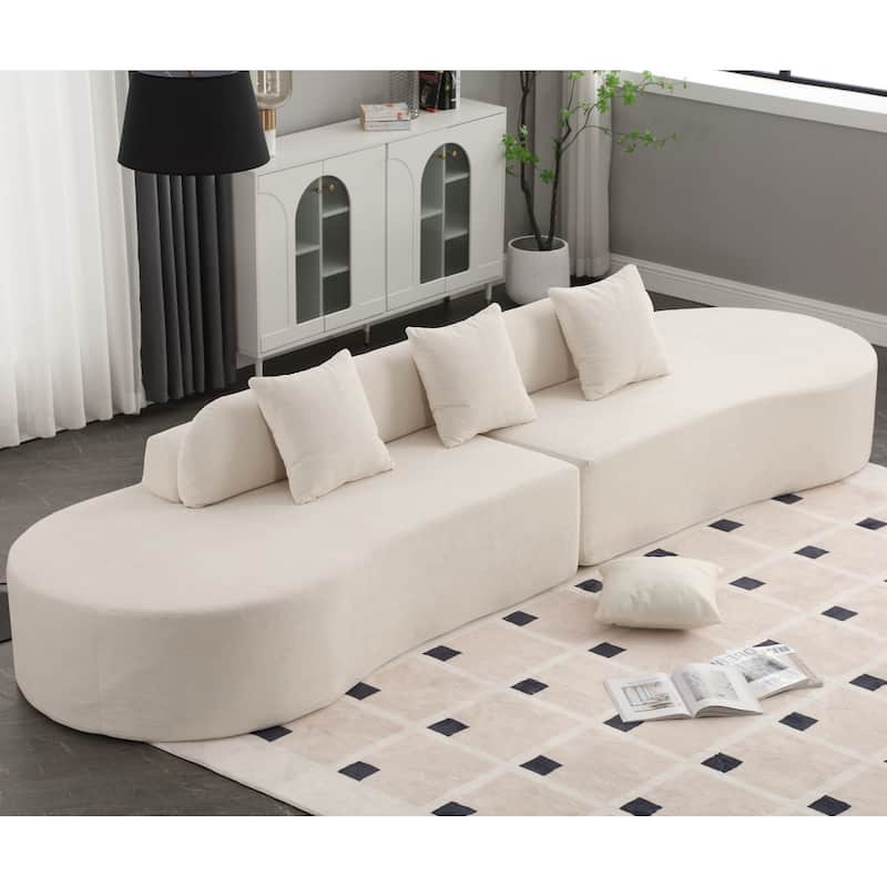 Modern Minimalist Living Room Terrycloth Fabric Modular Sofa with Pillows