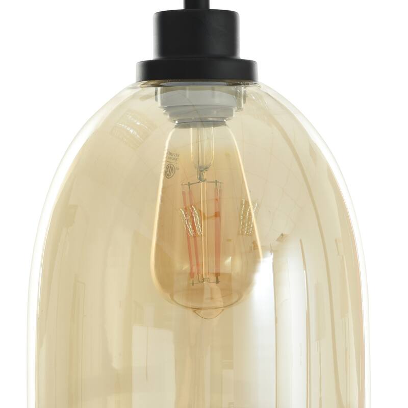 Radiance Black Floor Lamp - Metal Body - Overhang Clear Glass Shade