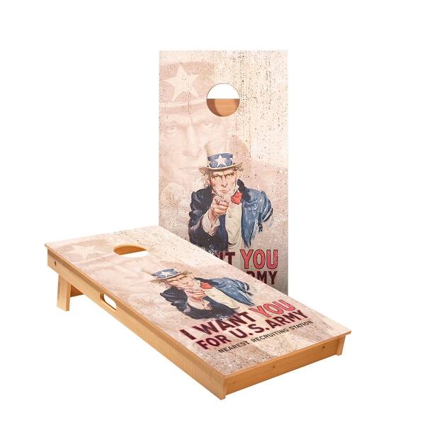 slide 2 of 5, Uncle Sam Cornhole Boards NO Bags - Add Board Lights