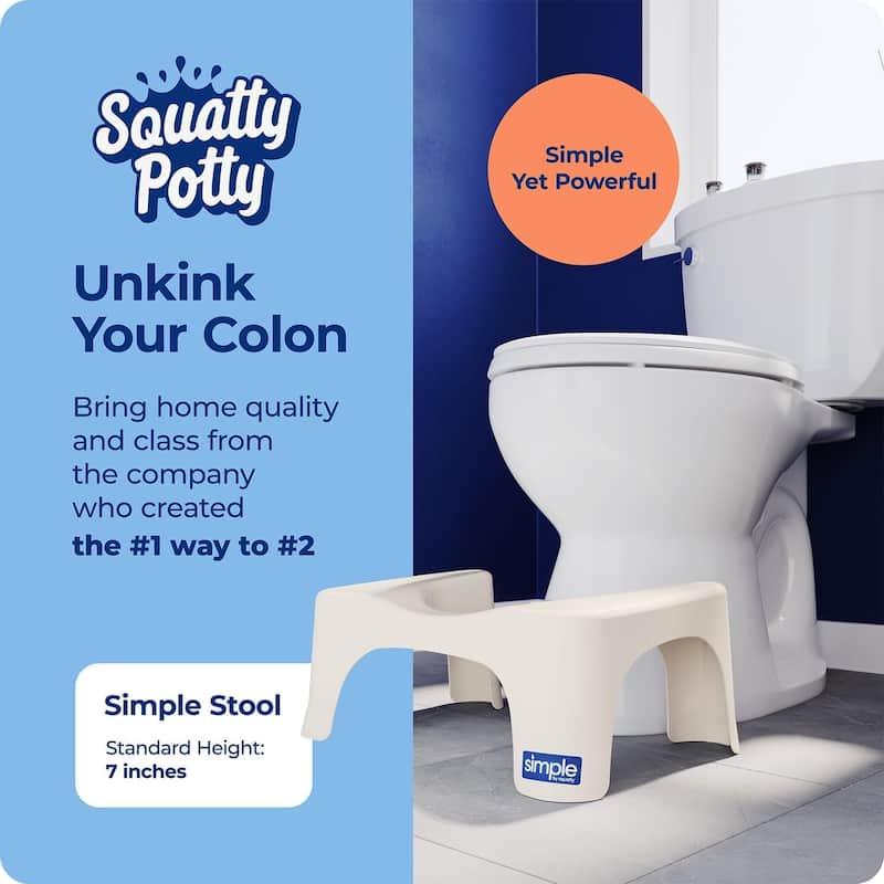 Squatty Potty Simple Bathroom Toilet Stool, Buttercream 7 Inch Ergonomic Stool - Posture-Enhancing Bathroom Footrest