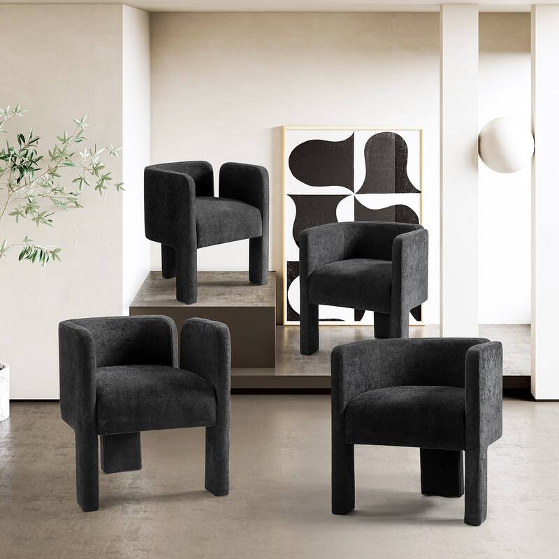 Eugen Modern Low Back Dining Chair with Three-legged Design Set Of 4 By HULALA HOME - Charcoal