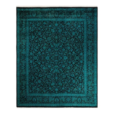 Overton Hand Knotted Wool Vintage Inspired Modern Contemporary Overdyed Black Area Rug - 8' 3" x 10' 1"