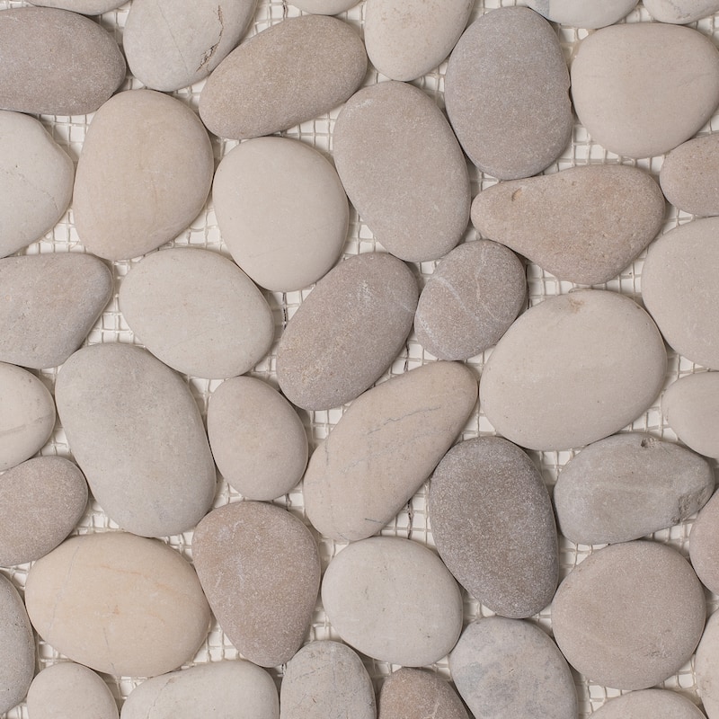 Supreme Stone Mosaic 12 in. x 12 in. Vintage Cream and Soft Champagne Pebble Tile
