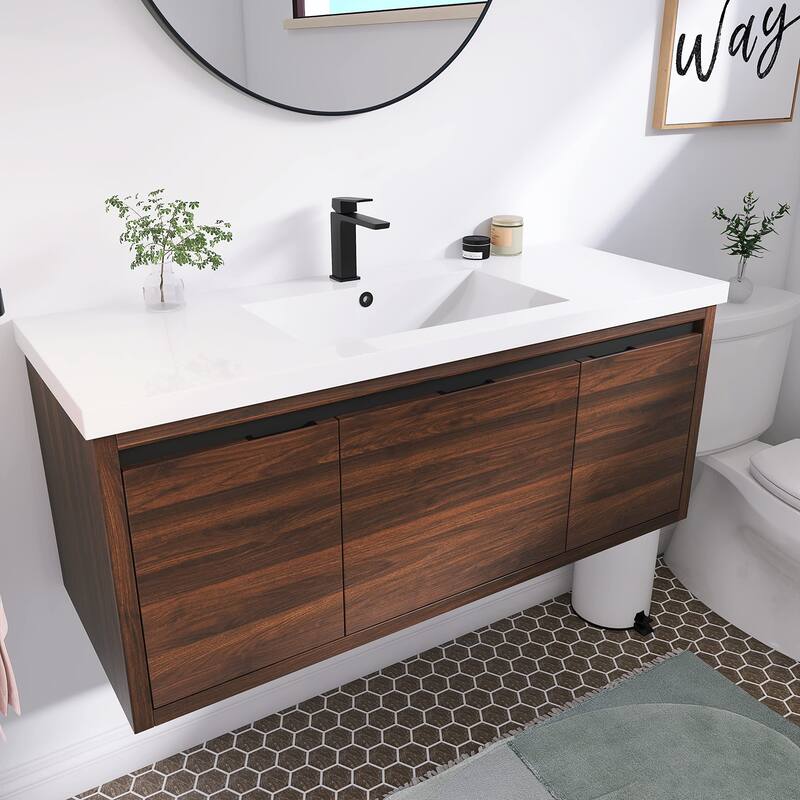 Beingnext 24"/30"/48" Bathroom Vanity with Sink, Floating Bathroom Vanity With Soft Close Door