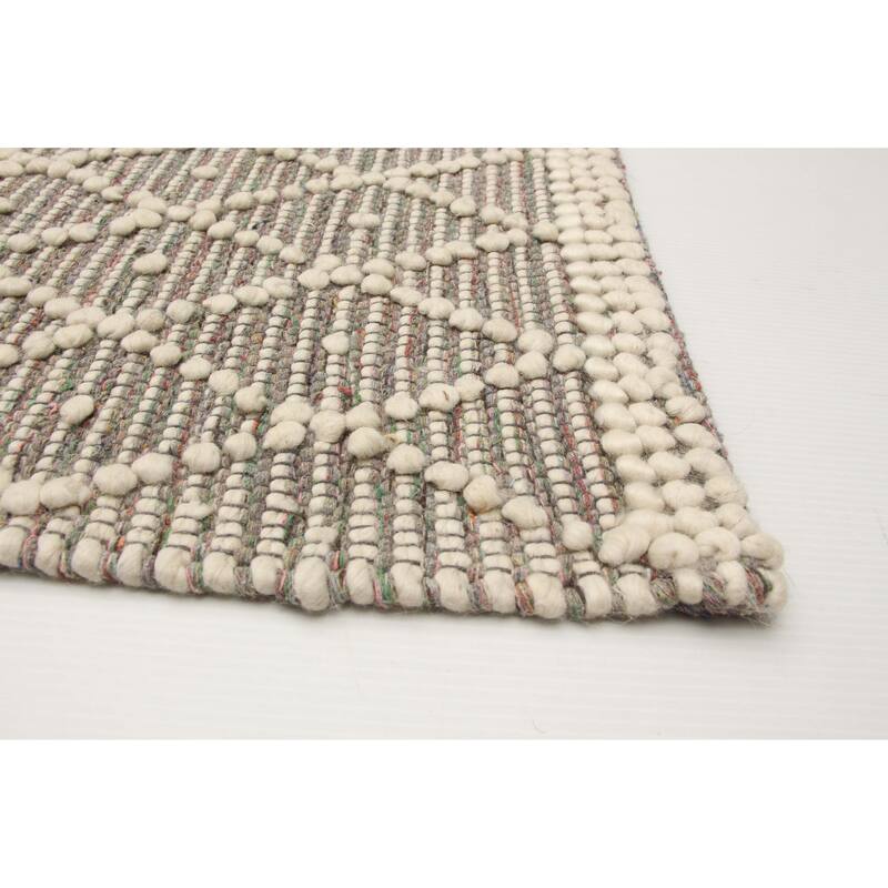 ECARPETGALLERY Braid weave Sienna Grey Wool Rug - 5'1 x 7'10