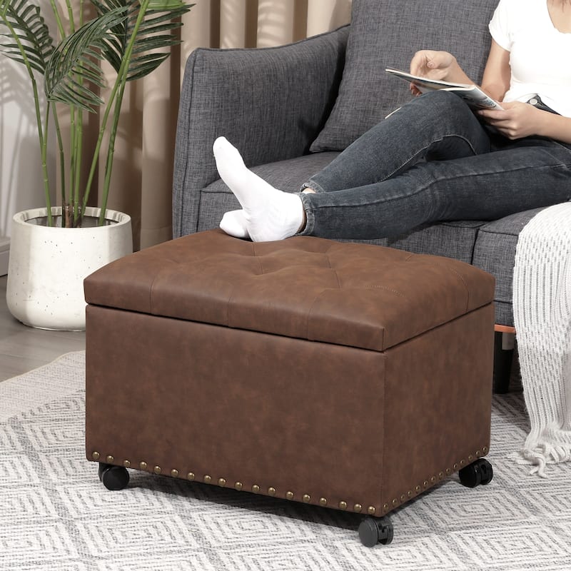 Adeco High End Classy Tufted Storage Ottoman Bench Footstool