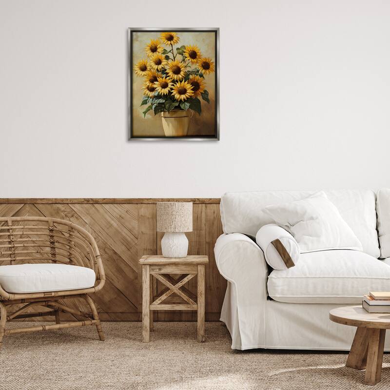 Stupell Sunny Sunflowers Arrangement Framed Floater Canvas Wall Art Design By Franklyn Gregory