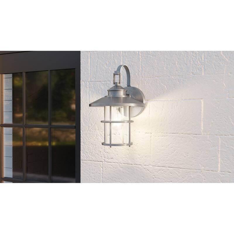 Lombard 1-Light Antique Brushed Aluminum Outdoor Wall Lantern