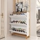 preview thumbnail 2 of 5, 47.2"H Shoe Cabinet With 3 Flip Doors,White