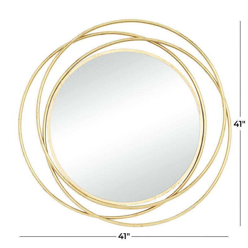 Metal Wall Mirror with Overlapping Circles - Gray or Gold - Roche River Decor
