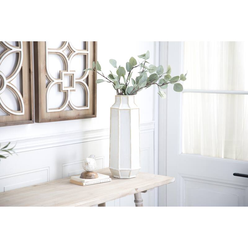 Ceramic Handmade Decorative Vase - White - Roche River Decor