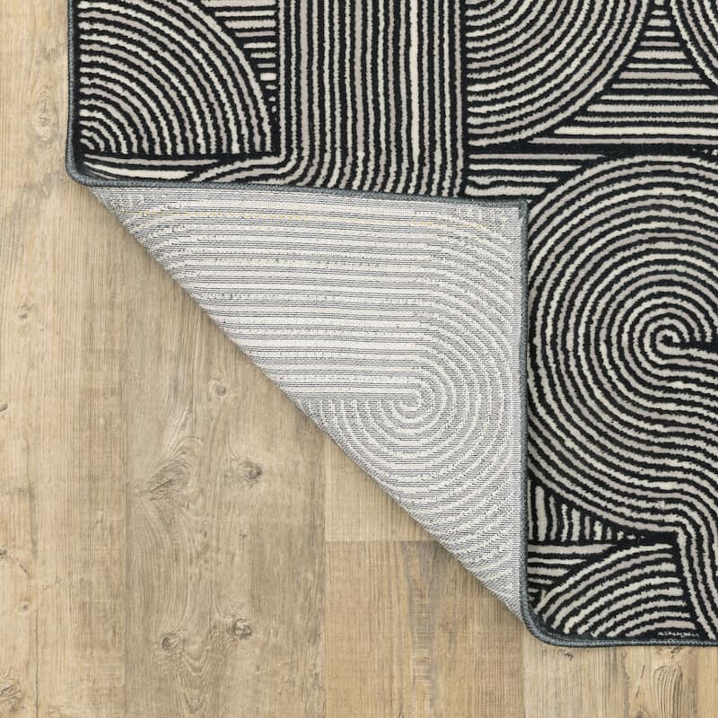 Valencia Modern Geometric Midnight Blue Area Rug