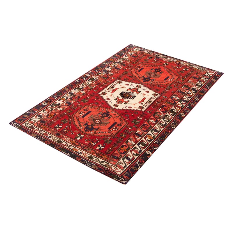 ECARPETGALLERY Hand-knotted Andelz Red Wool Rug - 4'4 x 6'5
