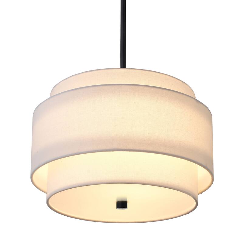 Solomon 16" Wide 2-Light Pendant with Tiered Fabric Shade - 16" Wide