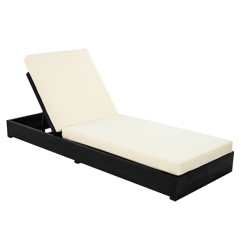 Ian Outdoor Acacia Wood Chaise Lounge with Cushion by Christopher Knight Home