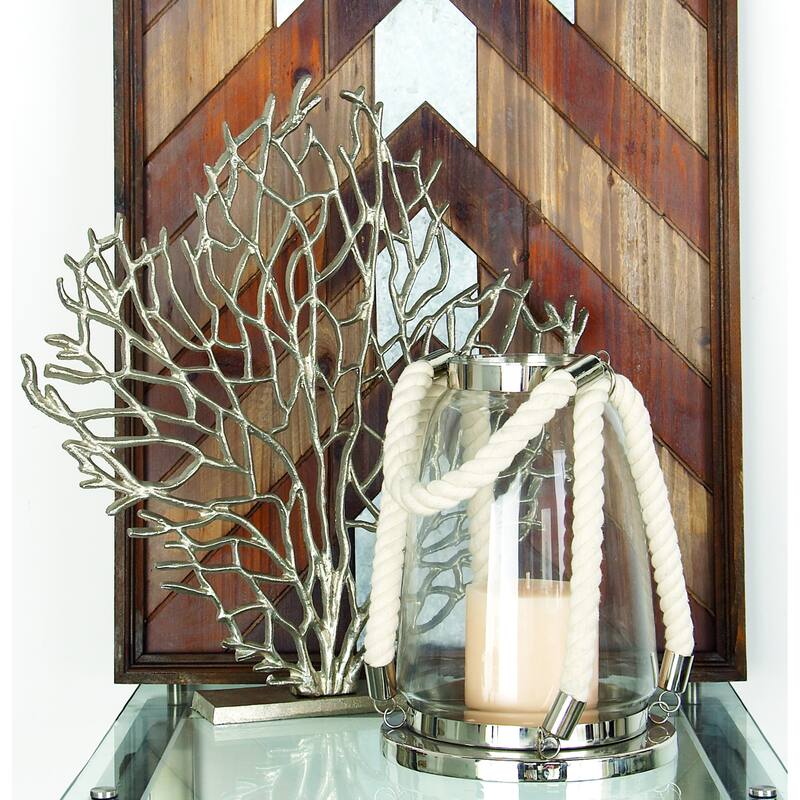 Silver Aluminum Metal Coral Decorative Sculpture - Silver