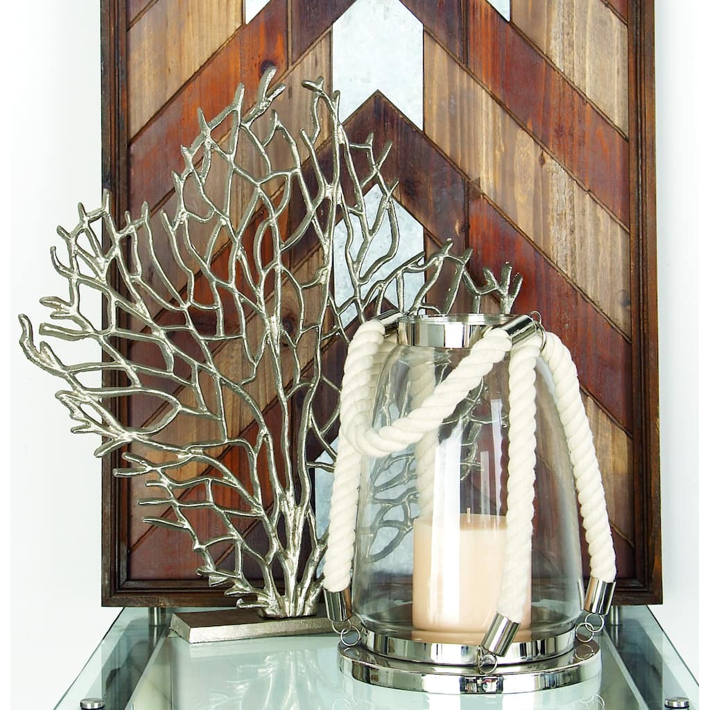 Silver Aluminum Metal Coral Decorative Sculpture