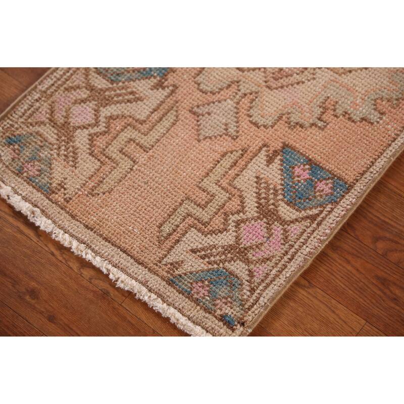 Hand Knotted Oriental 100% Wool Carpet Transitional Tribal Oranges & Rust Anatolian Area Rug - 3' 0'' X 1' 6''