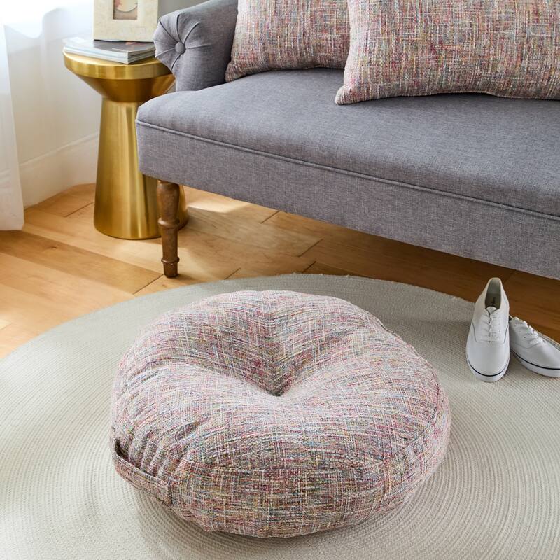 Sorra Home Indoor Tufted Floor Pillow Single - 24 in H x 24 in W x 5 in D - Bright Color