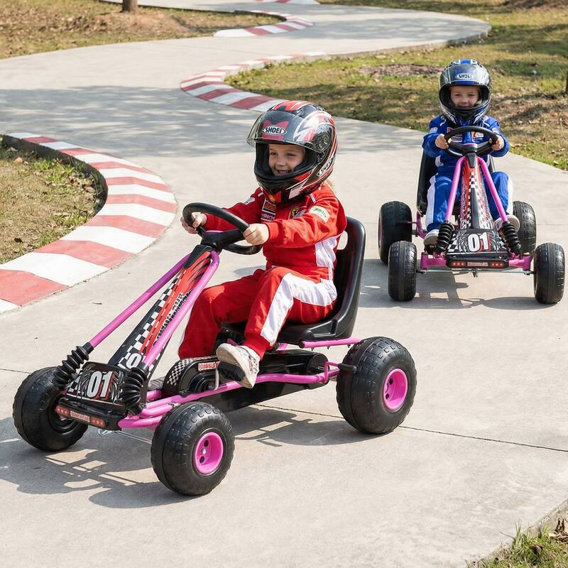 Gymax Kids 4-Wheel Pedal Go Kart w/Clutch & Hand Brake Multi-Terrain