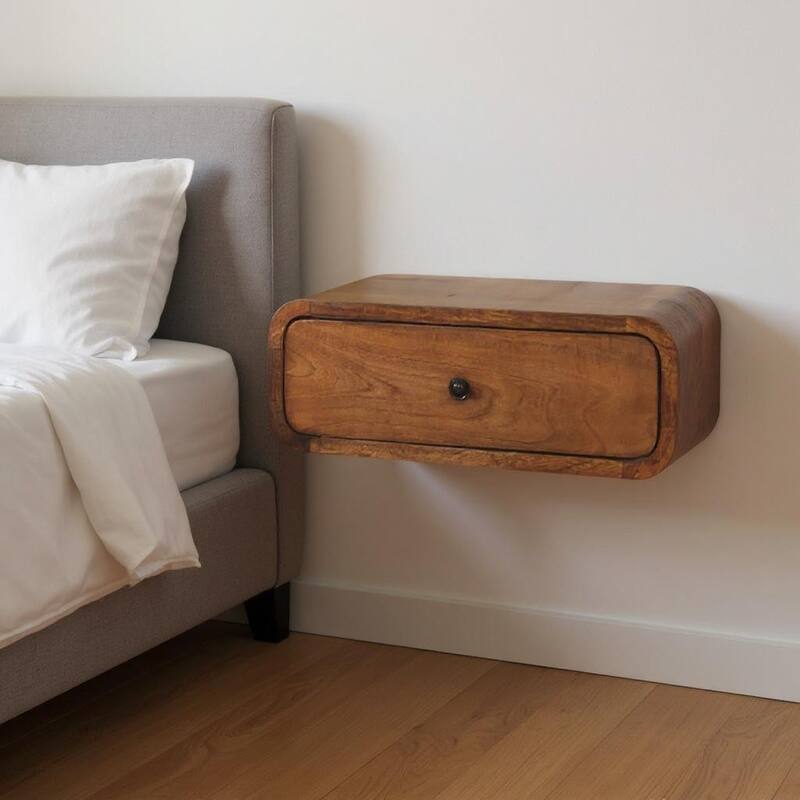 HomeRoots 18" Chestnut Solid Wood Distressed One Drawer Floating Nightstand - Chestnut - 1-drawer