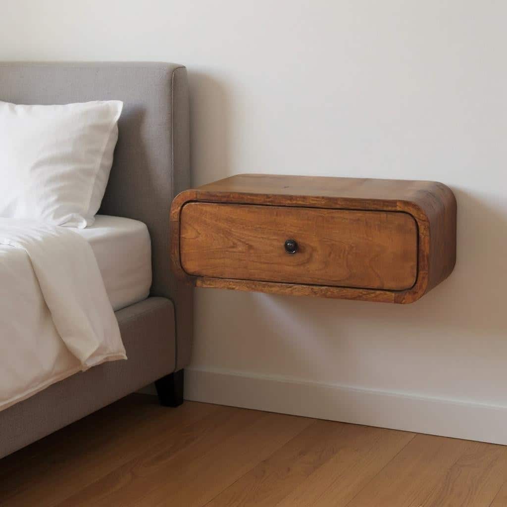 HomeRoots 18" Chestnut Solid Wood Distressed One Drawer Floating Nightstand