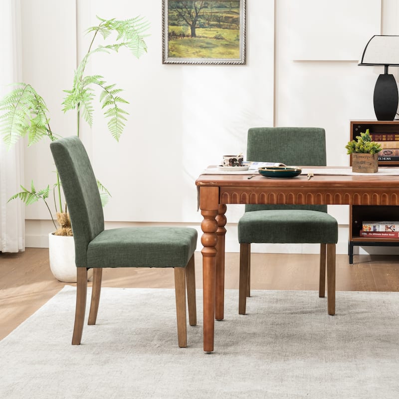 Upholstered Modern Dining Chairs, Linen Fabric Side Chairs Set of 2