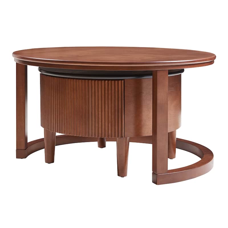 2-Piece Fluted Nesting Coffee Table Set with Hidden Drawer by Harper&Bright Designs