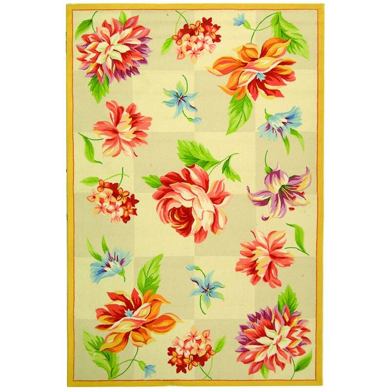 SAFAVIEH Handmade Chelsea Sprig French Country Wool Rug - 8' x 10' - Ivory