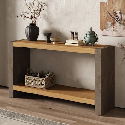 Vintage Industrial Console Table - Classic Minimalist Design with Premium Wood Veneer