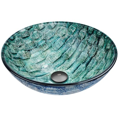 VIGO Giovanni 17"L x 17"W x 6"H Glass Round Vessel Bathroom Sink