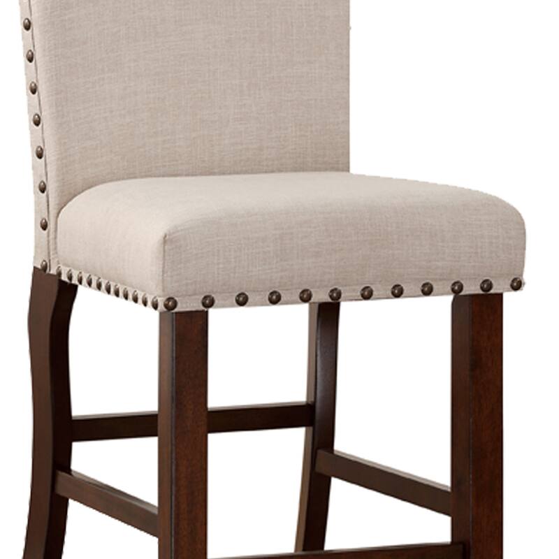 Set of 2 Rubber Wood High Chairs with Cushioned Seat and Backrest - 42 H x 18 W x 23 L Inches