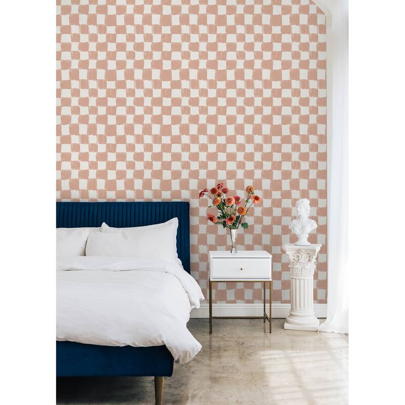 Mr. Kate Tess Watercolor Checker Terracotta Peel and Stick Wallpaper