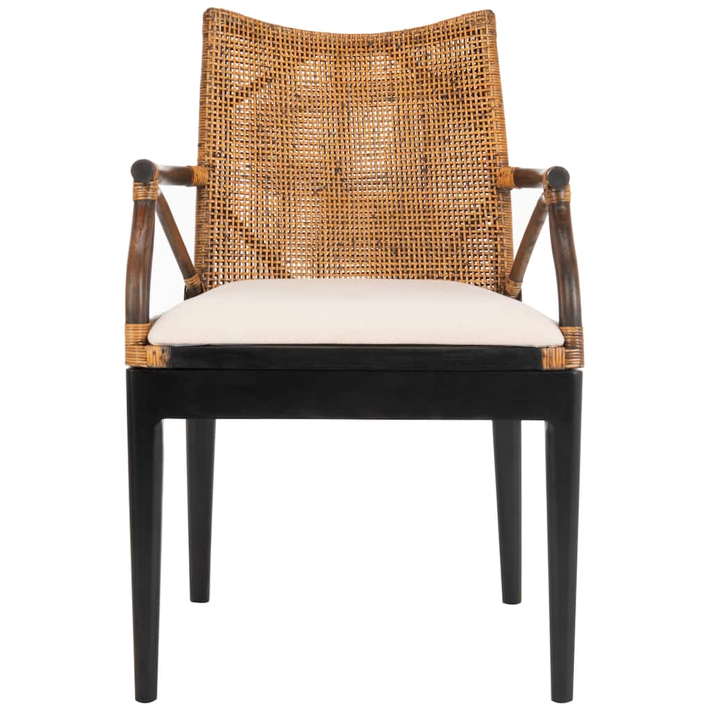SAFAVIEH Vasatha Tropical Coastal Cushion Arm Chair - 21.5" W x 23.5" L x 32.3" H - 22"Wx24"Dx32"H