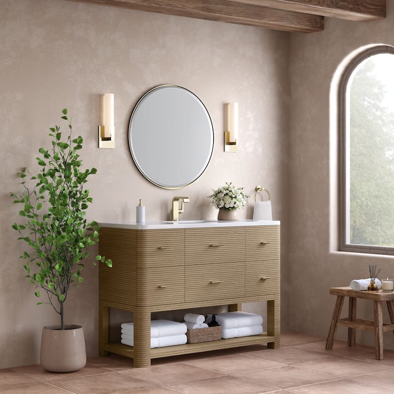 James Martin Vanities Lucian 48" Single Vanity, Pebble Oak