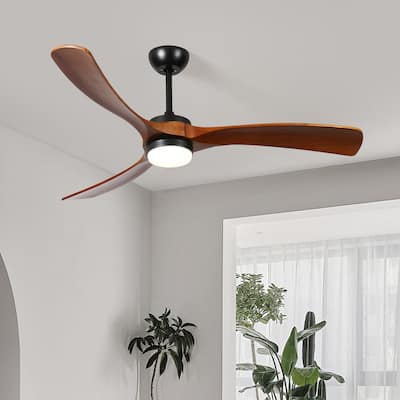 60-inch 3-blade solid wood ceiling fan light - Walnut