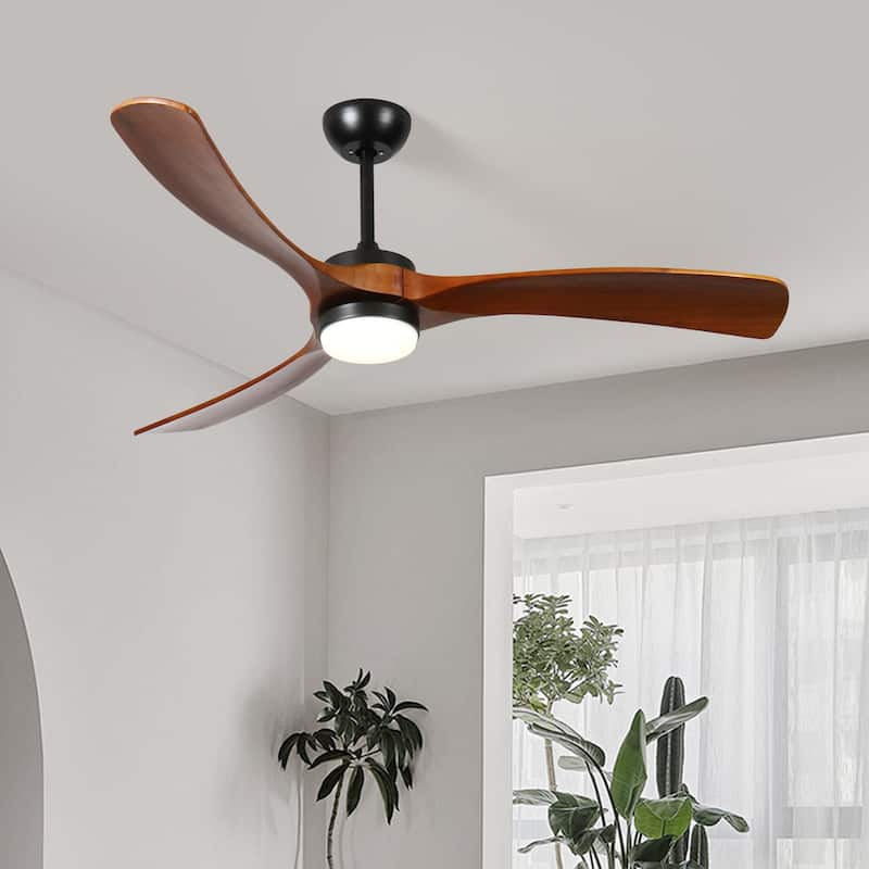 Modern Ceiling Fan Light with Lighting and 6 Speed Adjustment, 3 Solid Wood Blades for Bedroom and Living Room