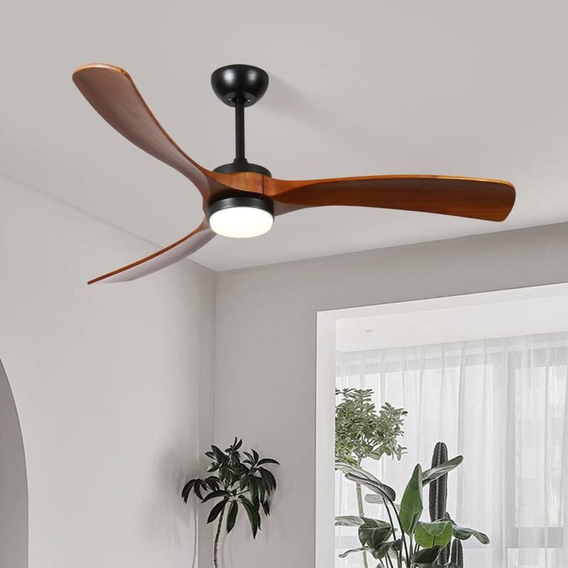 Quiet Reversible DC Motor with 3-Speed Timer and 3 Color-Changing Lights, Wood Ceiling Fan with Lights and Remote