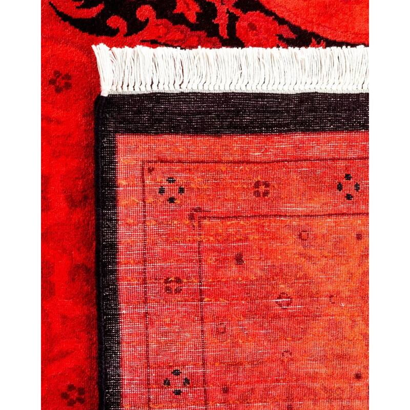 Overton Hand Knotted Wool Vintage Inspired Modern Contemporary Overdyed Orange Area Rug - 6' 0" x 9' 3"