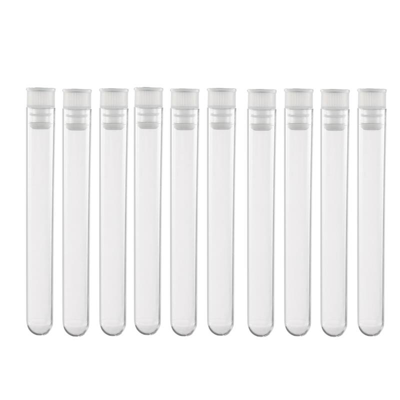 50 Pcs Centrifuge Test Tubes Round Bottom Polystyrene with White Cap 13 x 100mm