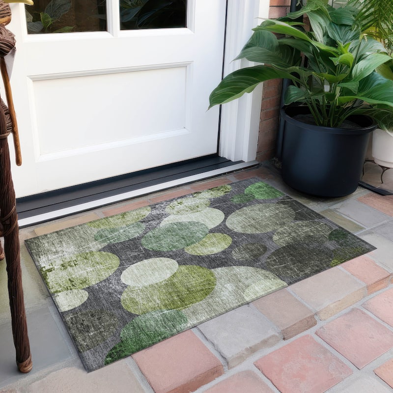 Jami Modern Art-Inspired Weather Resistant Versatile Elegance Runner Outdoor Rug