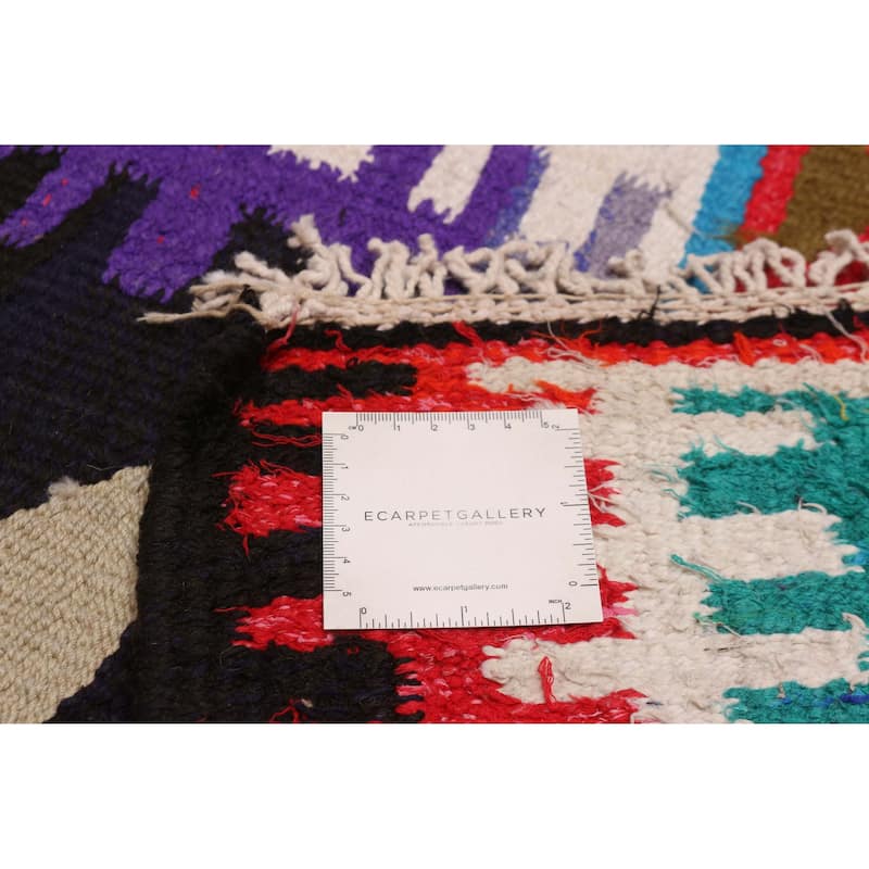 ECARPETGALLERY Flat-Weave Ankara Black, Red Cotton Kilim - 7'10 x 12'8